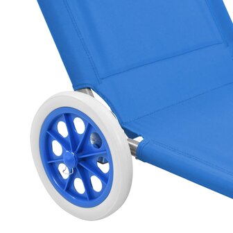 Ligbed met luifel en wieltjes inklapbaar staal blauw 8718475621195 8
