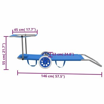 Ligbed met luifel en wieltjes inklapbaar staal blauw 8718475621195 9