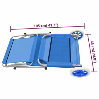 Ligbed met luifel en wieltjes inklapbaar staal blauw 8718475621195 10
