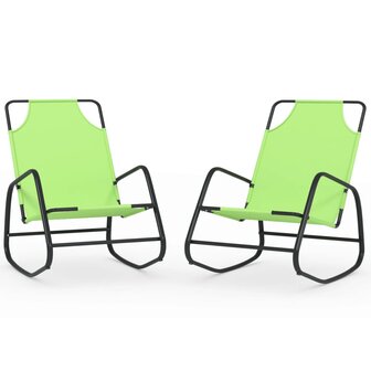 Ligstoelen 2 st schommelend staal en textileen groen 8720286761007 2