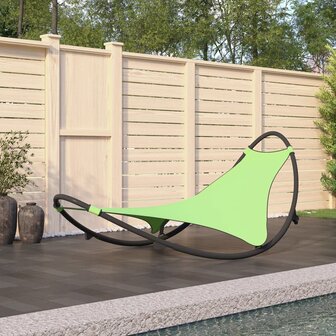 Ligbed schommelend met wieltjes staal en textileen stof groen 8720286672075 1