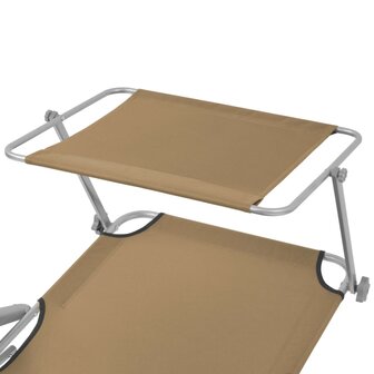 Ligbed met luifel inklapbaar staal taupe 8718475617730 5