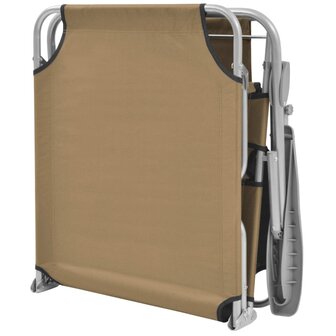 Ligbed met luifel inklapbaar staal taupe 8718475617730 6