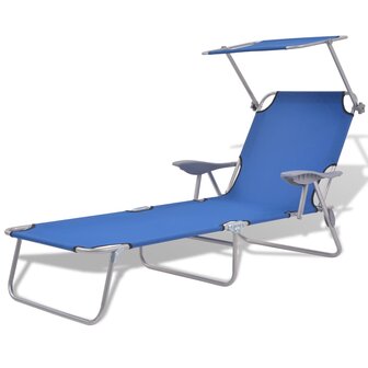 Ligbed met luifel staal blauw 8718475505211 1
