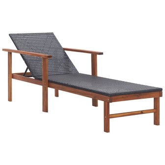 Ligbed poly rattan en massief acaciahout zwart 8719883826776 1