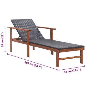 Ligbed poly rattan en massief acaciahout zwart 8719883826776 9