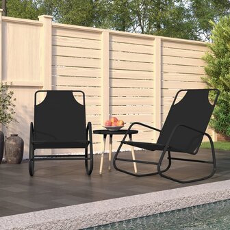 Ligstoelen 2 st schommelend staal en textileen zwart 8720286760970 1
