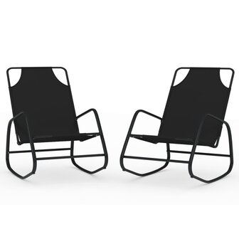 Ligstoelen 2 st schommelend staal en textileen zwart 8720286760970 2