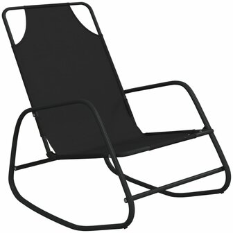 Ligstoelen 2 st schommelend staal en textileen zwart 8720286760970 3