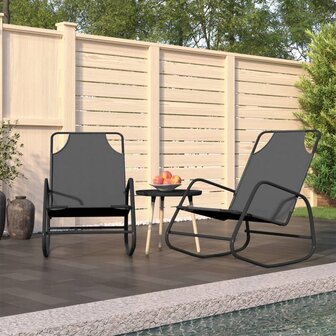 Ligstoelen 2 st schommelend staal en textileen grijs 8720286760987 1