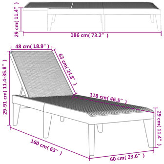 Ligbed 186x60x29 cm polypropeen antracietkleurig 8720845889234 10