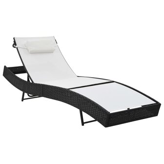Ligbed met kussen poly rattan zwart 8718475716563 1