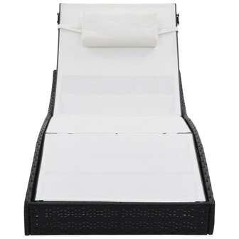 Ligbed met kussen poly rattan zwart 8718475716563 3
