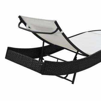 Ligbed met kussen poly rattan zwart 8718475716563 4