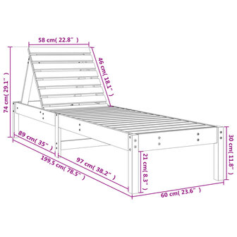 Ligstoel 199,5x60x74 cm massief grenenhout wit 8720845808372 10