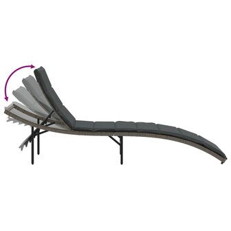 Ligbed met kussen 55x199x50 cm poly rattan grijs 8721012450646 7