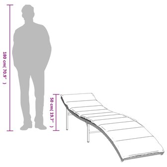 Ligbed met kussen 55x199x50 cm poly rattan bruin 8721012450639 9