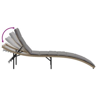 Ligbed met kussen 55x199x50 cm poly rattan beige 8721012450660 7