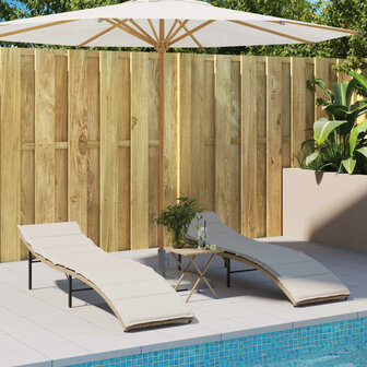 Ligbed met kussen 55x199x50 cm poly rattan beige 8721012450653 3