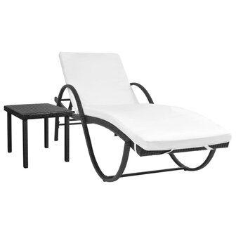 Ligbed met kussen en tafel poly rattan zwart 8718475504764 1