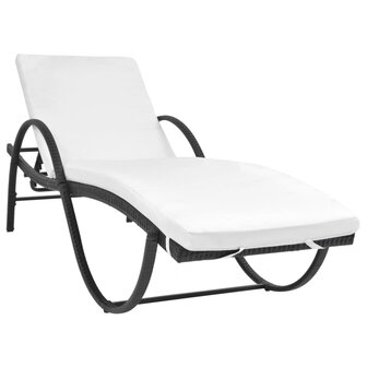Ligbed met kussen en tafel poly rattan zwart 8718475504764 2