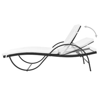 Ligbed met kussen en tafel poly rattan zwart 8718475504764 5