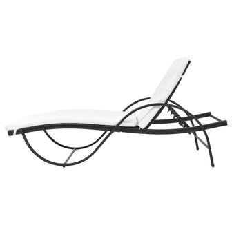 Ligbed met kussen en tafel poly rattan zwart 8718475504764 6