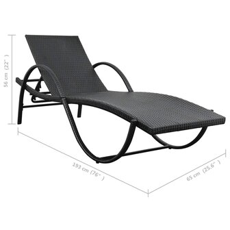 Ligbed met kussen en tafel poly rattan zwart 8718475504764 10