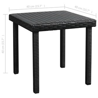 Ligbed met kussen en tafel poly rattan zwart 8718475504764 11