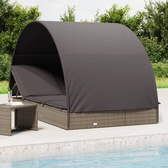 Ligbed 2-persoons met rond dak 211x112x140 cm poly rattan grijs 8720845670863 1