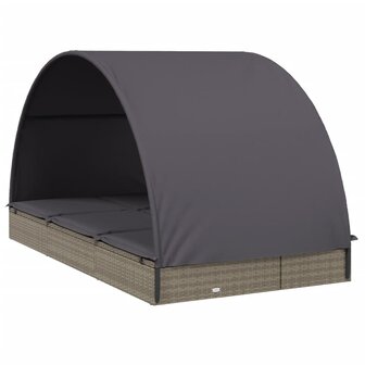 Ligbed 2-persoons met rond dak 211x112x140 cm poly rattan grijs 8720845670863 4