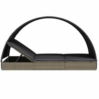 Ligbed 2-persoons met rond dak 211x112x140 cm poly rattan grijs 8720845670863 7