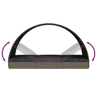 Ligbed 2-persoons met rond dak 211x112x140 cm poly rattan grijs 8720845670863 10