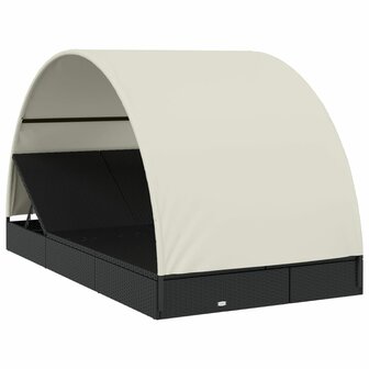 Ligbed 2-persoons met rond dak 211x112x140 cm poly rattan zwart 8720845670856 3