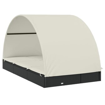 Ligbed 2-persoons met rond dak 211x112x140 cm poly rattan zwart 8720845670856 5