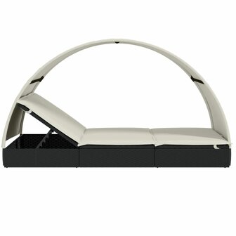 Ligbed 2-persoons met rond dak 211x112x140 cm poly rattan zwart 8720845670856 7