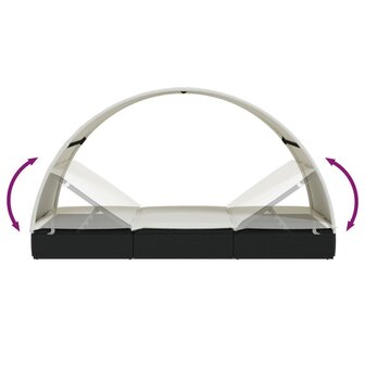 Ligbed 2-persoons met rond dak 211x112x140 cm poly rattan zwart 8720845670856 10
