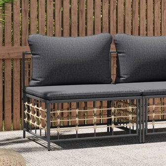 Tuinmiddenbank met donkergrijze kussens poly rattan 8720845787349 1