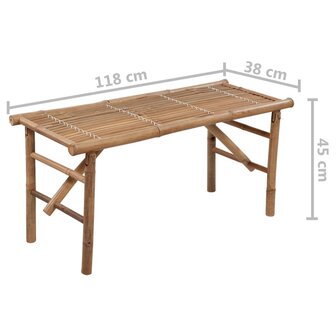 Tuinbank inklapbaar met kussen 118 cm bamboe 8720286277874 8