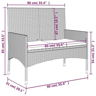 Tuinbank 2-zits met kussens poly rattan grijs 8720845654078 9