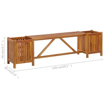 Tuinbank met 2 bloembakken 150x30x40 cm massief acaciahout 8719883722290 5