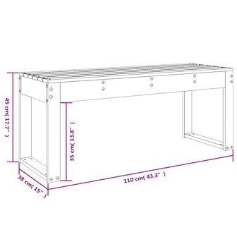 Tuinbank 110x38x45 cm massief grenenhout honingbruin 8720845808624 8