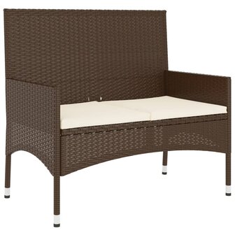 Tuinbank 2-zits met kussens poly rattan bruin 8720845654054 2