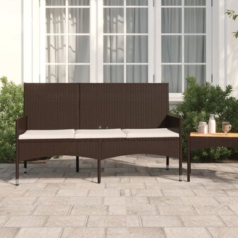 Tuinbank 3-zits met kussens poly rattan bruin 8720845654092 1