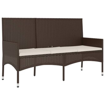 Tuinbank 3-zits met kussens poly rattan bruin 8720845654092 2