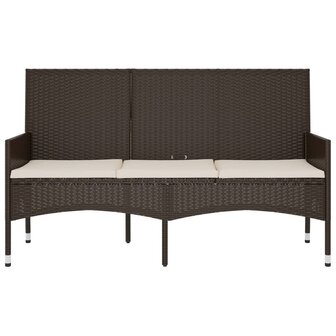 Tuinbank 3-zits met kussens poly rattan bruin 8720845654092 3