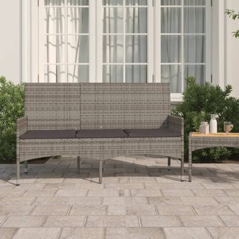 Tuinbank 3-zits met kussens poly rattan grijs 8720845654115 1