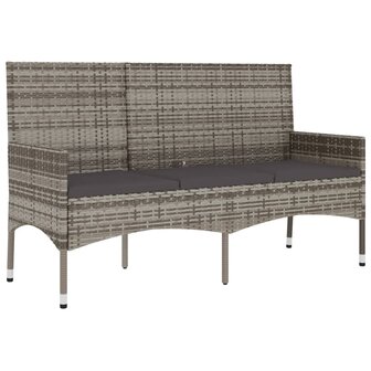 Tuinbank 3-zits met kussens poly rattan grijs 8720845654115 2