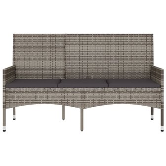 Tuinbank 3-zits met kussens poly rattan grijs 8720845654115 3