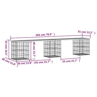 Tuinbank Schanskorfontwerp 203x31x42 cm massief grenenhout 8720845445973 8